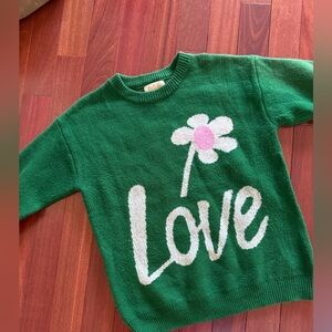 Listicle Womens Chunky Knit Sweater Size M Oversized “LOVE’ Green